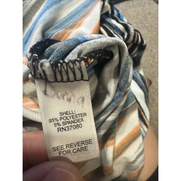 Cato Womens Blouse Sz Medium off-shoulder Striped  Colorful Y2k 2000's Retro - Picture 12 of 14